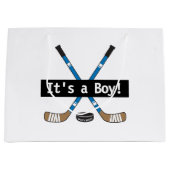 Hockey Baby Es ist ein Boy oder Girl Blue Hockey S Große Geschenktüte (Vorderseite)