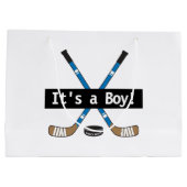 Hockey Baby Es ist ein Boy oder Girl Blue Hockey S Große Geschenktüte (Rückseite)