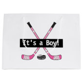 Hockey Baby Es ist ein Boy oder Girl Pink Hockey S Große Geschenktüte (Vorderseite)