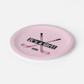 Hockey Baby Es ist ein Girl Pink Hockey Sticks Pappteller (Schrägansicht)