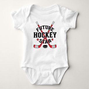 Hockey Baby Future Hockey Star Red Hockey Sticks Baby Strampler