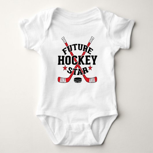 Hockey Baby Future Hockey Star Red Hockey Sticks Baby Strampler (Vorderseite)