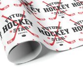 Hockey Baby Future Hockey Star Red Hockey Sticks Geschenkpapier (Rolleneckpunkt)