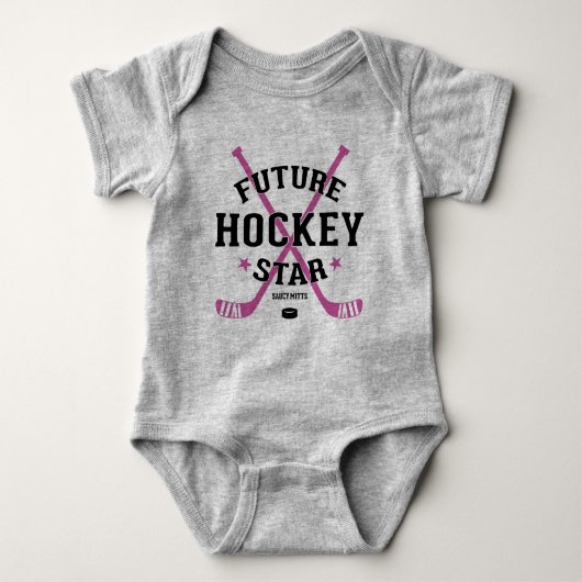 Hockey Baby Girl Future Hockey Star Pink Sticks Baby Strampler (Vorderseite)