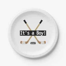 Hockey Baby Shower Es ist ein Boy Girl Hockey Stic Pappteller