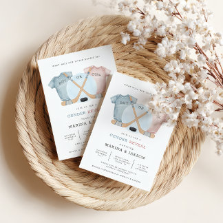 Hockey baby shower, hockey gender reveal einladung