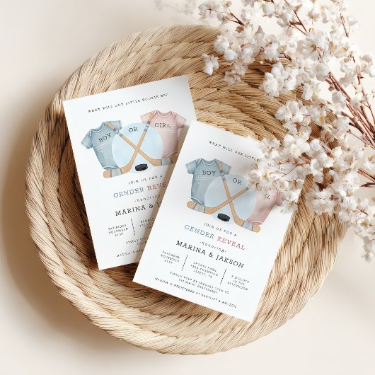 Hockey baby shower, hockey gender reveal einladung