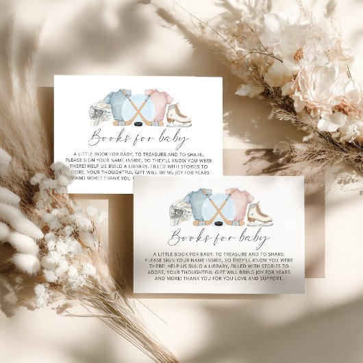 Hockey baby shower, ice hockey book request begleitkarte