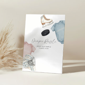 Hockey baby shower, ice hockey diaper raffle sockelschild