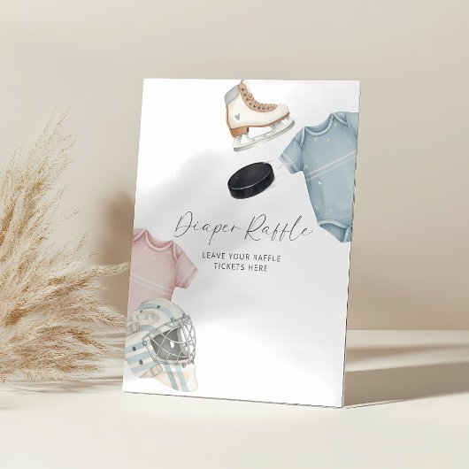 Hockey baby shower, ice hockey diaper raffle sockelschild