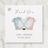 Hockey baby shower, ice hockey gender reveal, geschenkanhänger (Vorderseite)