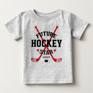 Hockey-Baby-zukünftige Hockey-Stern-Rot-Stöcke Baby T-shirt