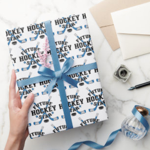 Hockey-Baby-zukünftiger Hockey-Stern-blaue Geschenkpapier