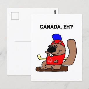 Hockey-Beaver-Cartoon im Red Maple Leaf-Shirt Postkarte