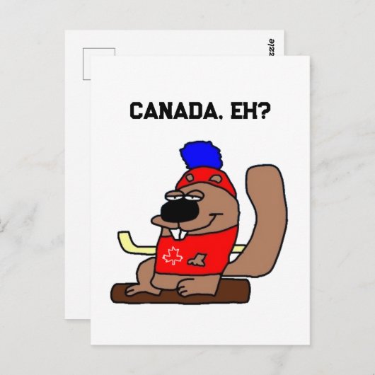 Hockey-Beaver-Cartoon im Red Maple Leaf-Shirt Postkarte (Vorne/Hinten)