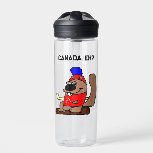Hockey-Beaver-Cartoon im Red Maple Leaf-Shirt Trinkflasche