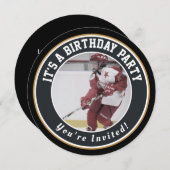 Hockey Birthday Einladungen - Hockey Puck (Vorne/Hinten)