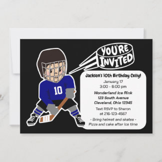 Hockey Birthday Party Fun Retro Design Einladung