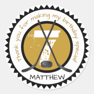 Hockey Birthday Sticker Black und Gold