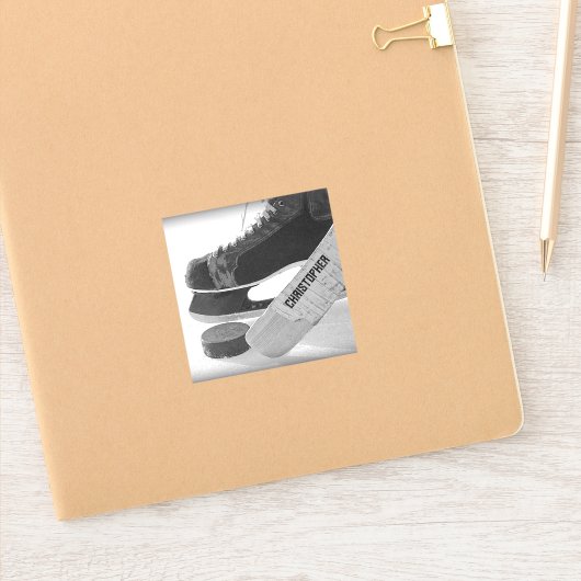Hockey Black Skate Personalisiert Aufkleber (Notizbuch)