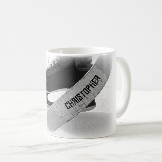 Hockey Black Skate Personalisiert Kaffeetasse (VorderseiteRechts)