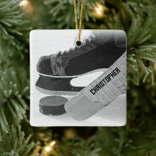 Hockey Black Skate Personalisiert Keramikornament