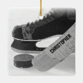 Hockey Black Skate Personalisiert Keramikornament (Rückseite)