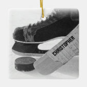 Hockey Black Skate Personalisiert Keramikornament (Vorderseite)