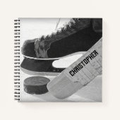 Hockey Black Skate Personalisiert Notizblock (Vorderseite)