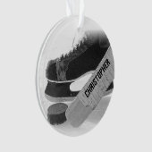 Hockey Black Skate Personalisiert Ornament (Vorderseite)
