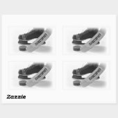 Hockey Black Skate Personalisiert Rechteckiger Aufkleber (Blatt)