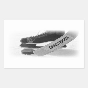 Hockey Black Skate Personalisiert Rechteckiger Aufkleber