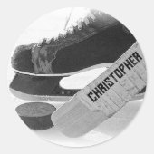 Hockey Black Skate Personalisiert Runder Aufkleber (Vorderseite)