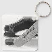 Hockey Black Skate Personalisiert Schlüsselanhänger (Rückseite)