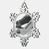 Hockey Black Skate Personalisiert Schneeflocken Zinn-Ornament (Rechts)