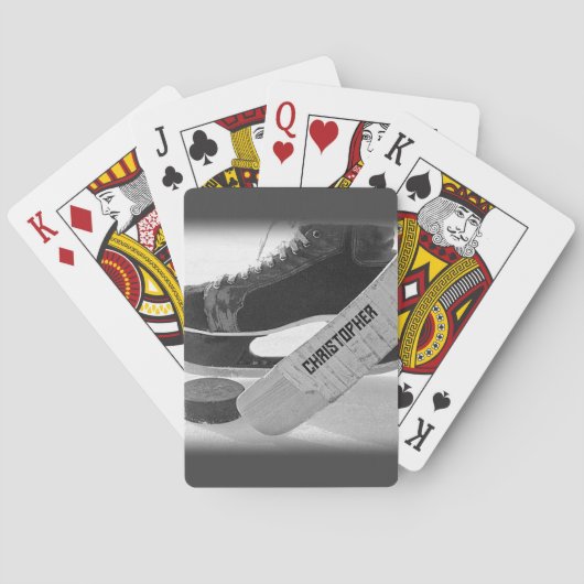 Hockey Black Skate Personalisiert Spielkarten (Rückseite)