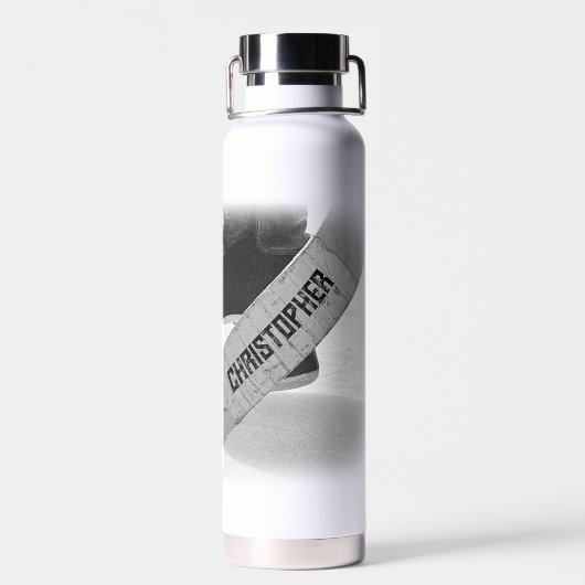 Hockey Black Skate Personalisiert Trinkflasche (Rückseite)