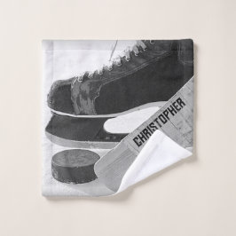 Hockey Black Skate Personalisiert Waschlappen