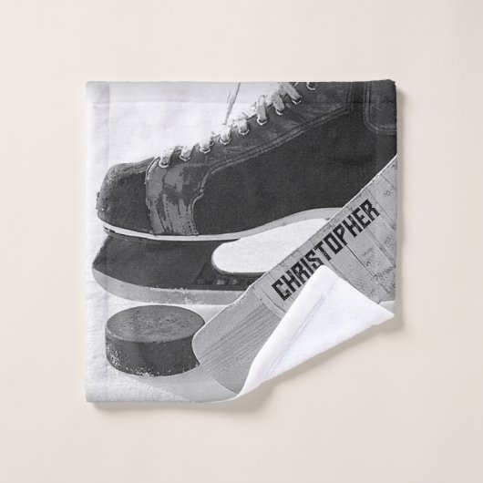 Hockey Black Skate Personalisiert Waschlappen (Waschlappen)
