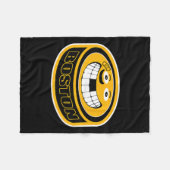 Hockey Boston Mass. Funny Kid Adult Puck Smile Fac Fleecedecke (Vorderseite (Horizontal))