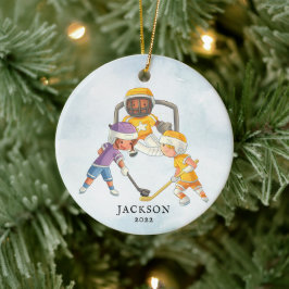 Hockey Boy Personalisiert Weihnachten Keramik Ornament