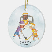Hockey Boy Personalisiert Weihnachten Keramik Ornament (Links)