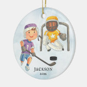 Hockey Boy Personalisiert Weihnachten Keramik Ornament (Links)