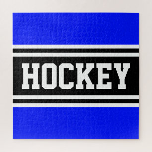 HOCKEY Bright Blue Schwarz-weiß Racing Streifen Puzzle