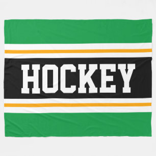HOCKEY Bright Green Schwarz-weiß Racing Streifen Fleecedecke