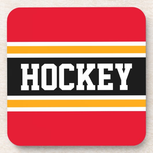 HOCKEY Bright Red Gelb Black Racing Streifen Getränkeuntersetzer (Vorderseite)