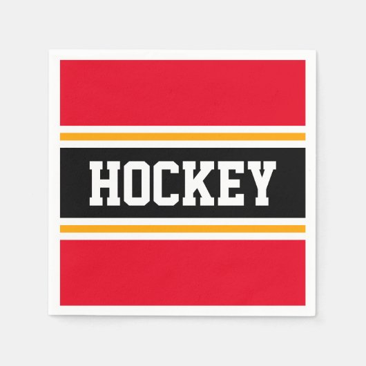 HOCKEY Bright Red Schwarz-weiß Racing Streifen Serviette (Vorderseite)