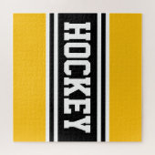 HOCKEY Bright Yellow Schwarz-weiß Racing Streifen Puzzle (Horizontal)