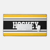 HOCKEY Bright Yellow Schwarz-weiß Racing Streifen Schreibtischunterlage (Tastatur & Maus)