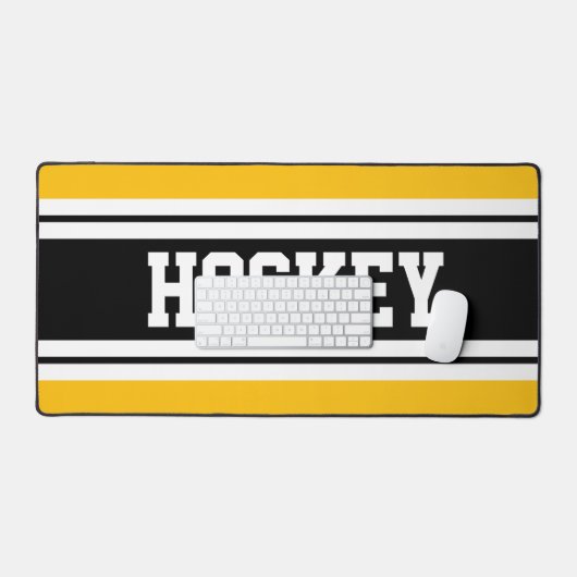 HOCKEY Bright Yellow Schwarz-weiß Racing Streifen Schreibtischunterlage (Tastatur & Maus)